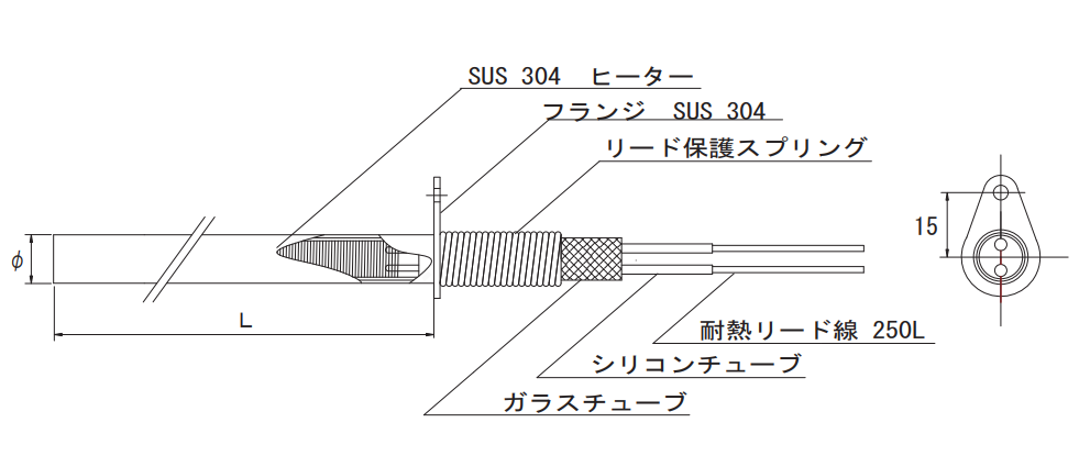 ｶｰﾄﾘｯｼﾞﾋｰﾀｰ FCH-082 φ8X150 電圧(V):220 容量(W):300
