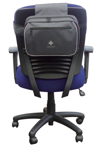 椅子掛用防災ｾｯﾄ izacoco ｱｯｼｭｸﾞﾚｰ 340x240x110mm　約2.4Kg