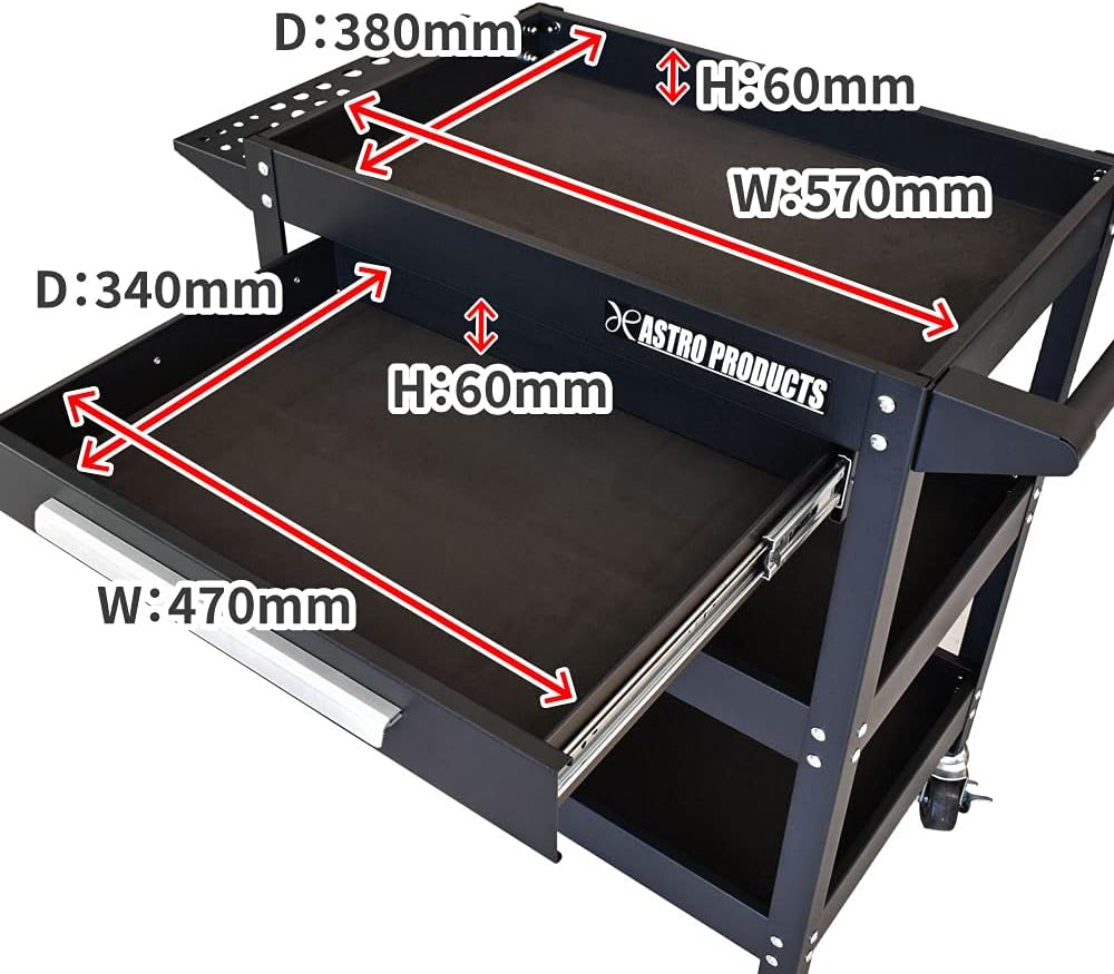 TW830 ｱｽﾄﾛﾌﾟﾛﾀﾞｸﾂ ﾂｰﾙﾜｺﾞﾝ3段ﾌﾞﾗｯｸ 引出付 別途送料